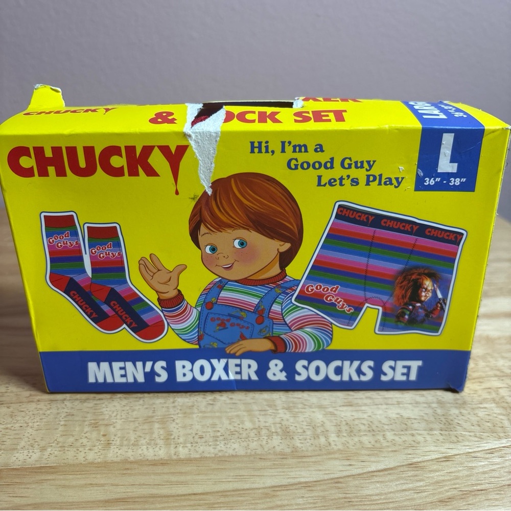 Chucky Good Guy Child’s Play Horror Boxer Briefs & Socks Set NEW Men’s L 36-38
